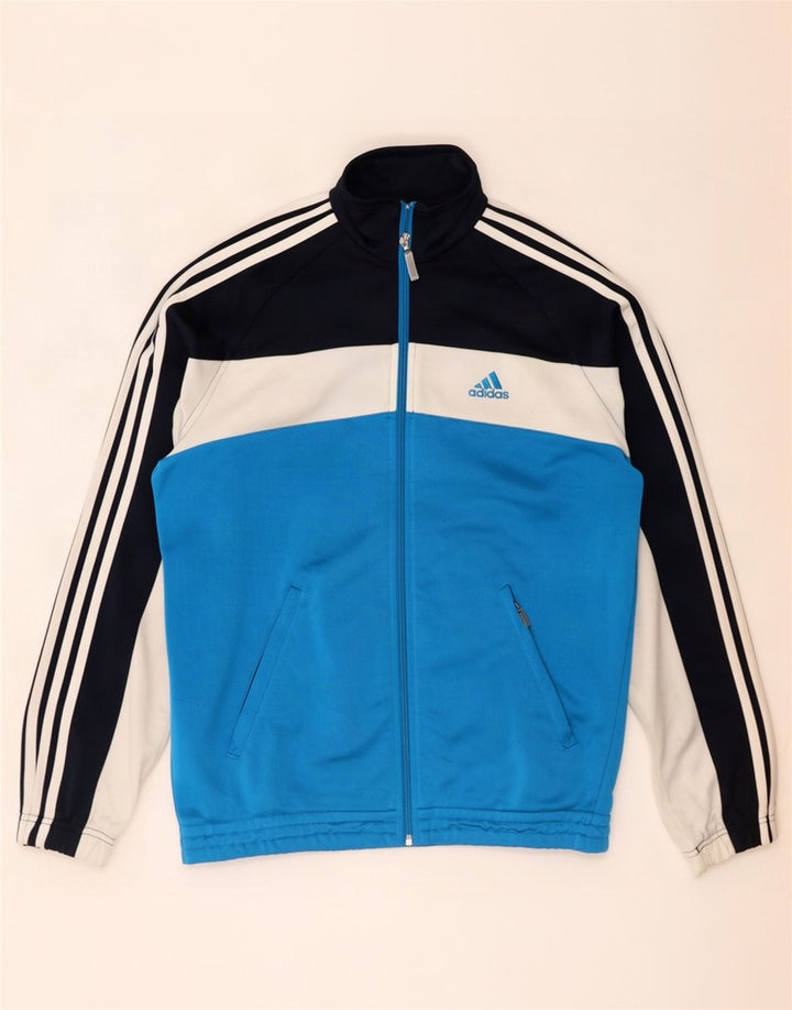 Giacca da tuta da uomo Adidas UK 38/40 Poliestere color block blu medio