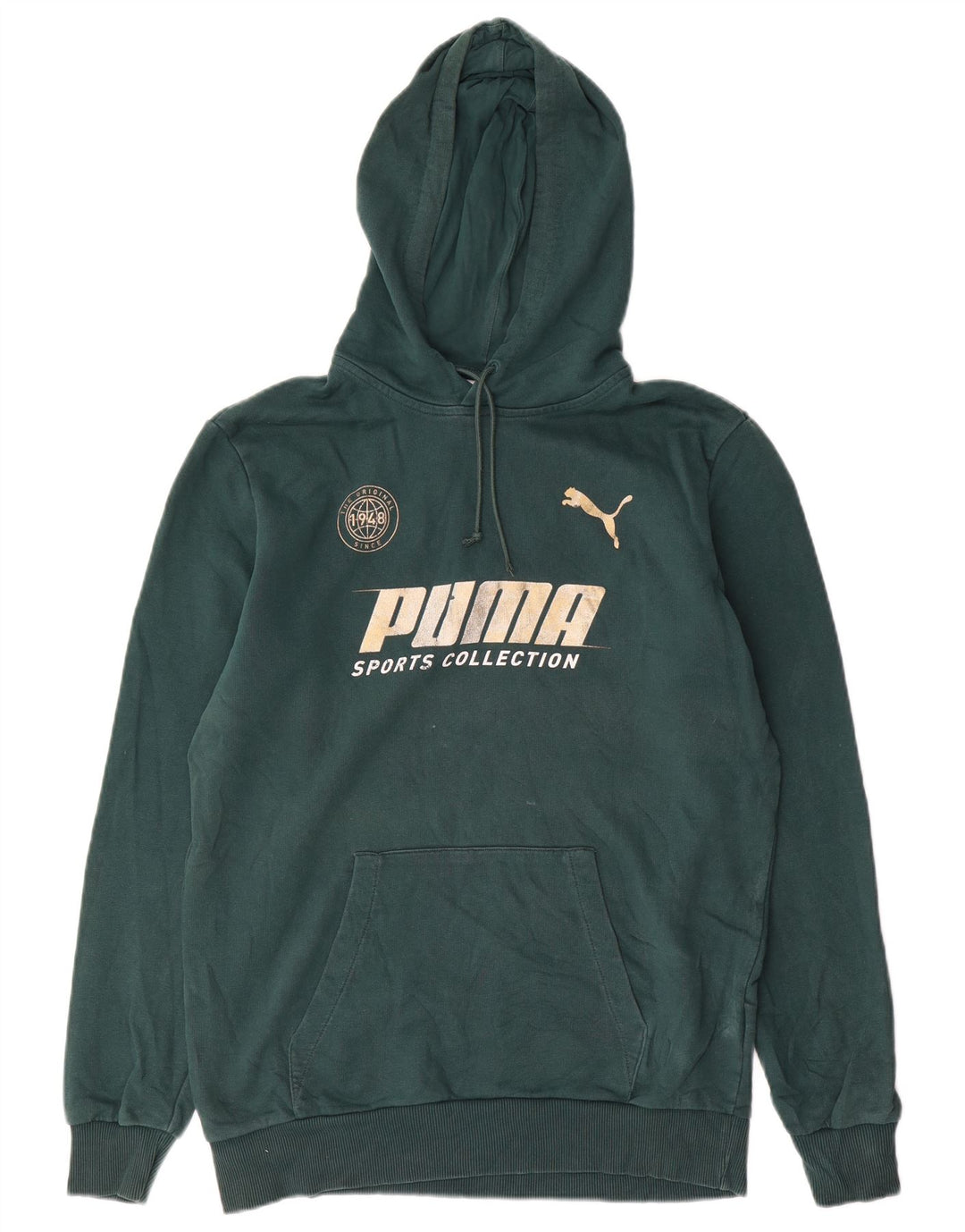 Felpa con cappuccio grafica da uomo Puma in cotone verde medio