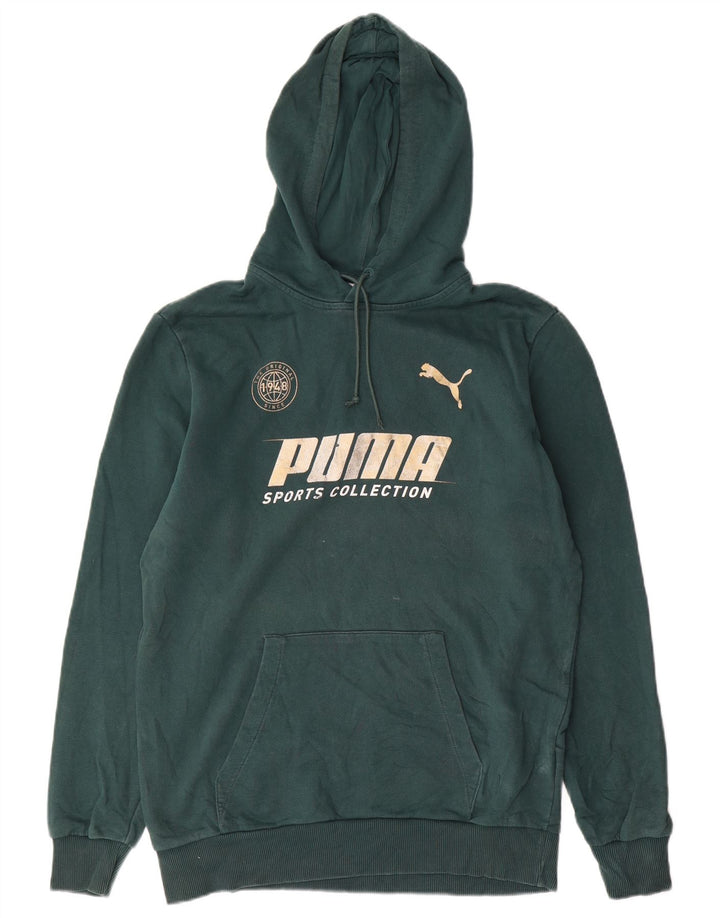 Felpa con cappuccio grafica da uomo Puma in cotone verde medio