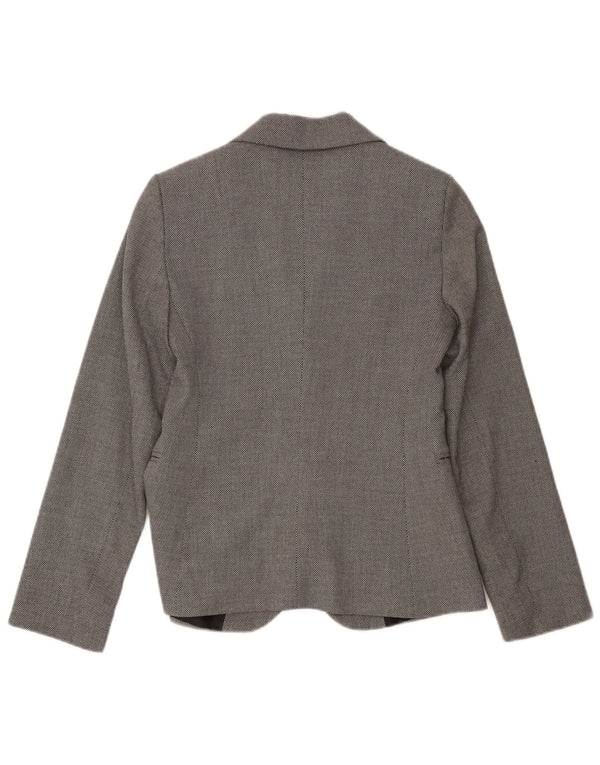 Giacca blazer da donna a 1 bottone Benetton UK 8 piccolo poliestere maculato grigio