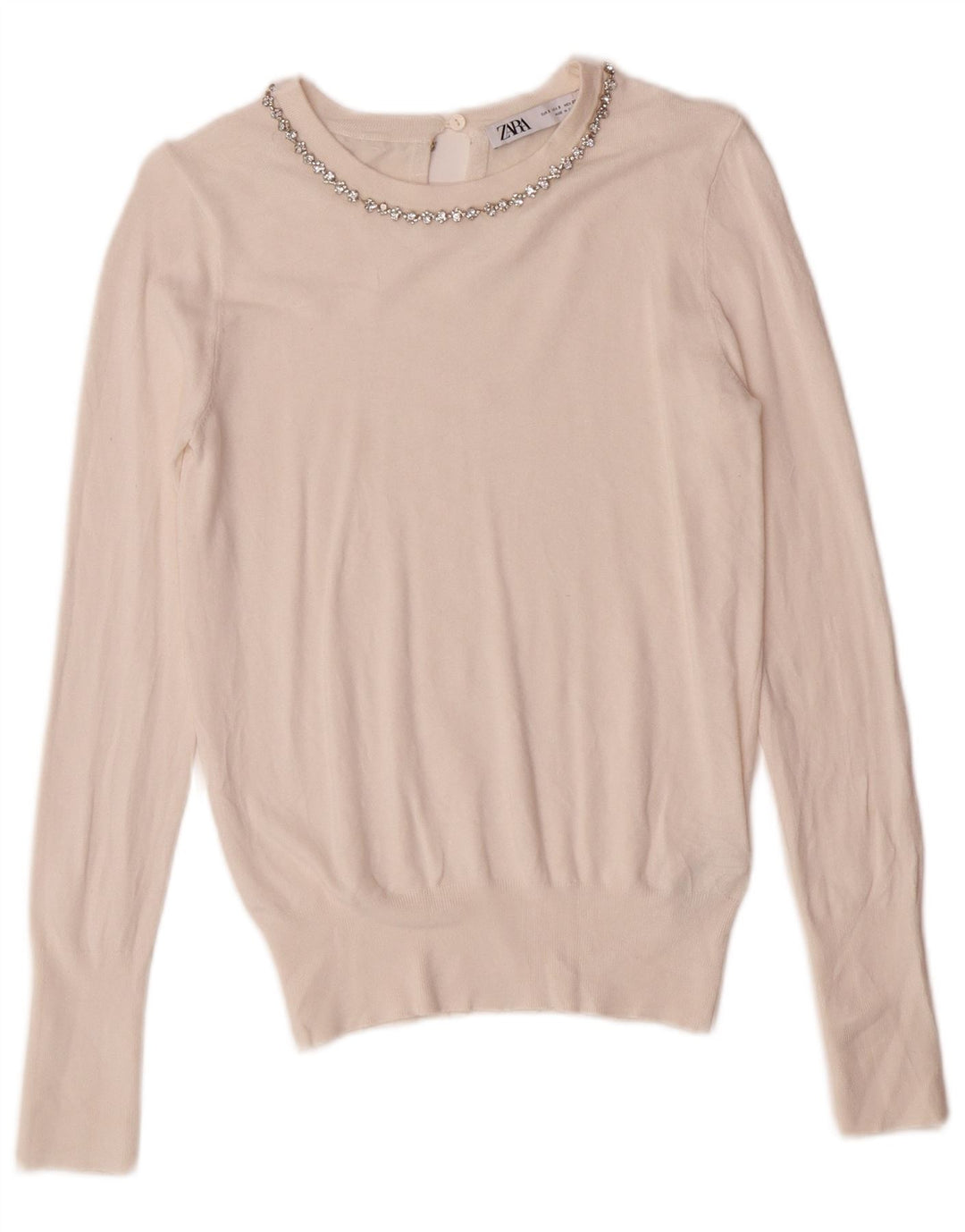 Maglione Zara da donna con scollo a barca UK 10 piccolo in viscosa bianco sporco