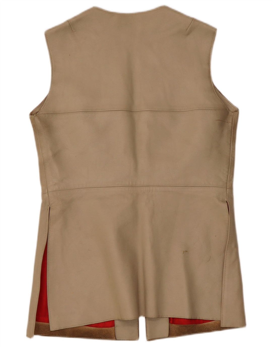 Gilet in pelle vintage da donna IT 38 XS Beige
