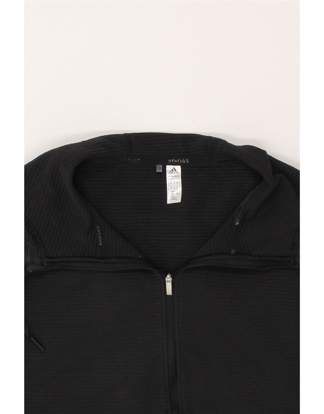 ADIDAS Womens Zip Hoodie Sweater UK 14 Medium Black Polyester Vintage Adidas and Second-Hand Adidas from Messina Hembry 