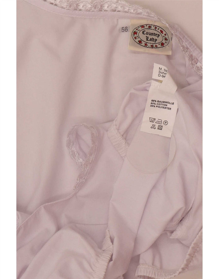 Top corto da donna vintage IT 56 4XL cotone floreale bianco