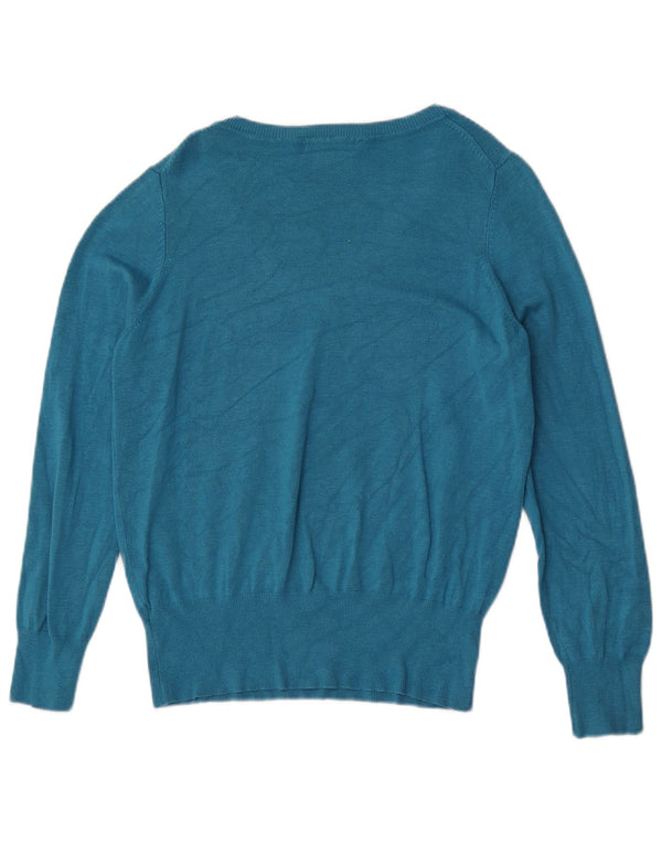 Maglione da donna Marks & Spencer con scollo a V UK 14 Viscosa turchese medio