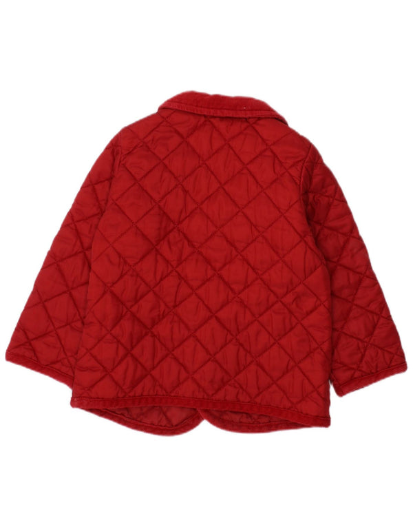 BENETTON Baby Girls Quilted Jacket 9-12 Months Red Polyamide