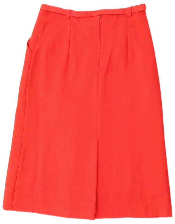 Gonna longuette a vita alta da donna vintage IT 46 Large W28 viscosa rossa