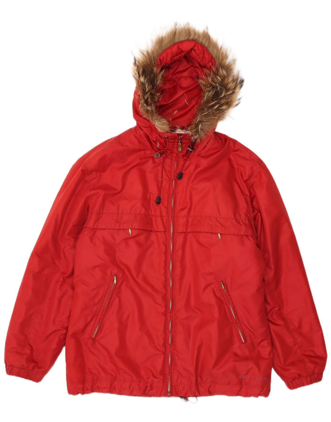 Giacca impermeabile con cappuccio da donna Belfe & Belfe UK 14 grande poliestere rosso