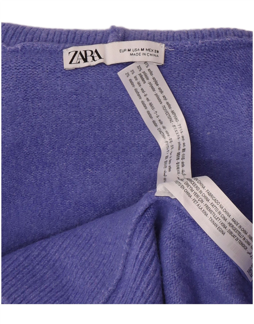 Maglione maglione oversize con collo alto da donna Zara UK 14 Acrilico viola medio