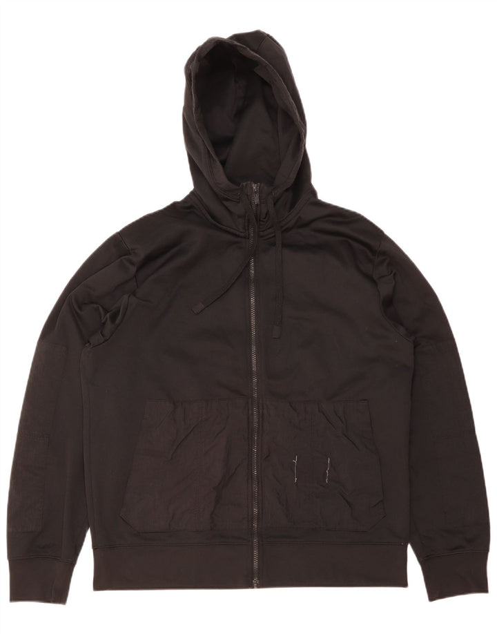 Felpa con cappuccio e zip Nike Dri Fit da uomo in poliestere nero medio