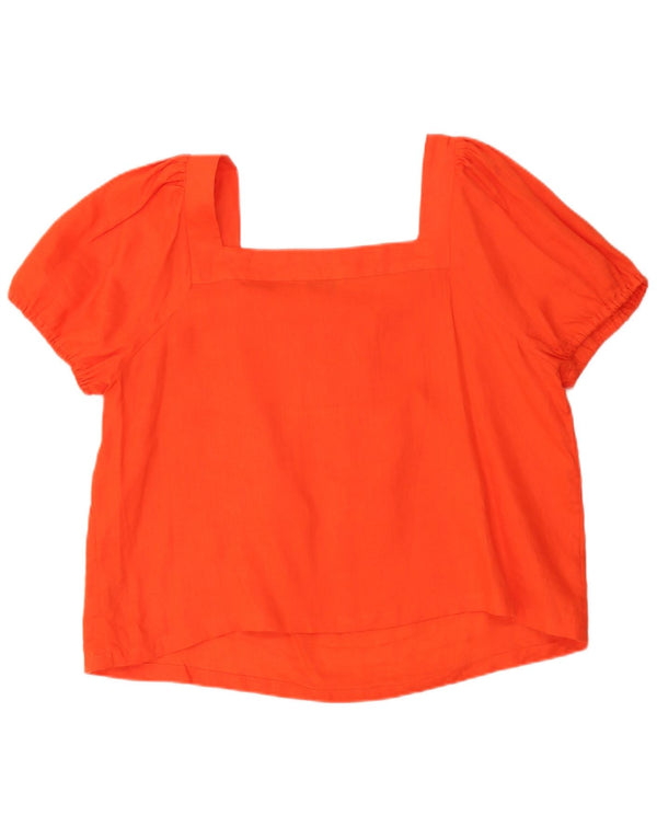 Boden Donna Top Camicetta UK 20 2XL Lino Arancione