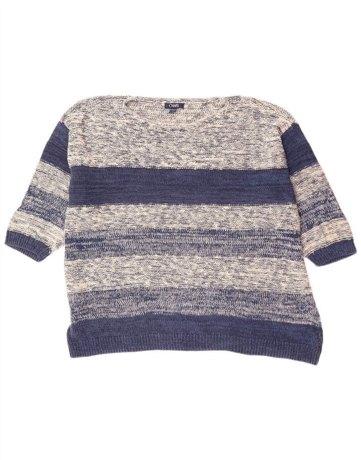 CHAPS Maglione da donna con scollo a barca con maniche a 3/4 UK 22 3XL a righe grigie