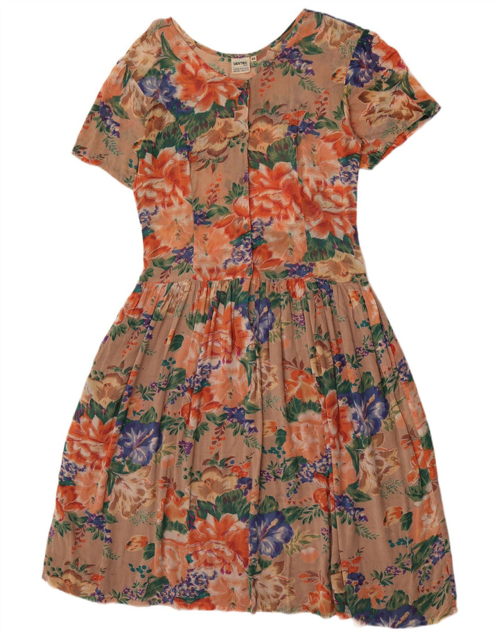 Abito vintage da donna a trapezio IT 44 medio floreale multicolore