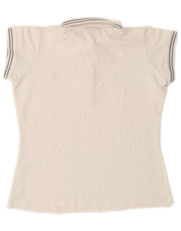 Polo Donna Trussardi Jeans UK 12 Cotone Bianco Medio