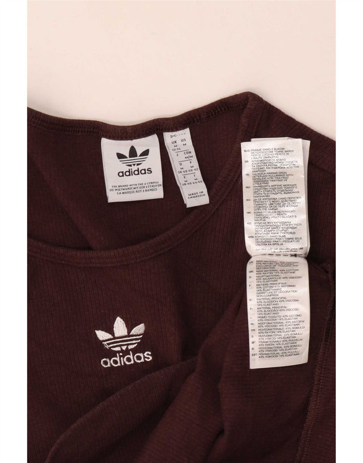 Felpa corta da donna Adidas maglione UK 12/14 cotone marrone medio