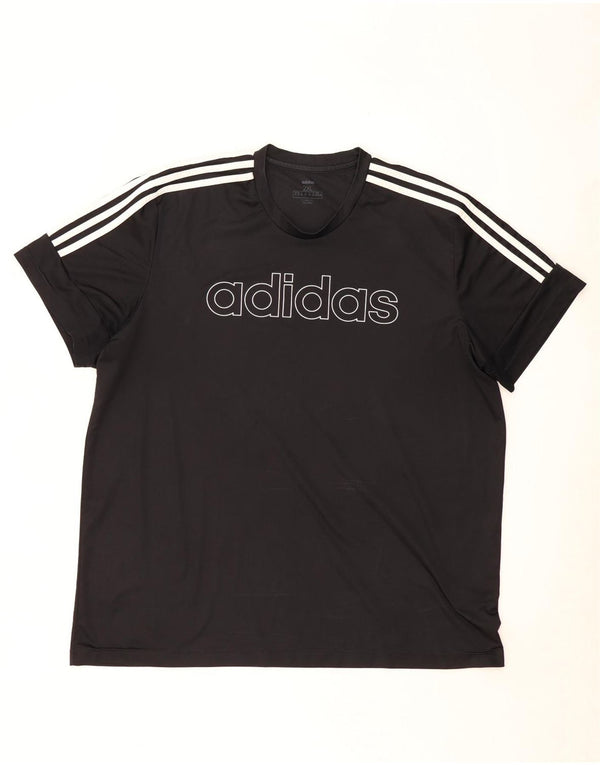 T-shirt grafica Adidas Climalite da uomo 2XL nera in poliestere