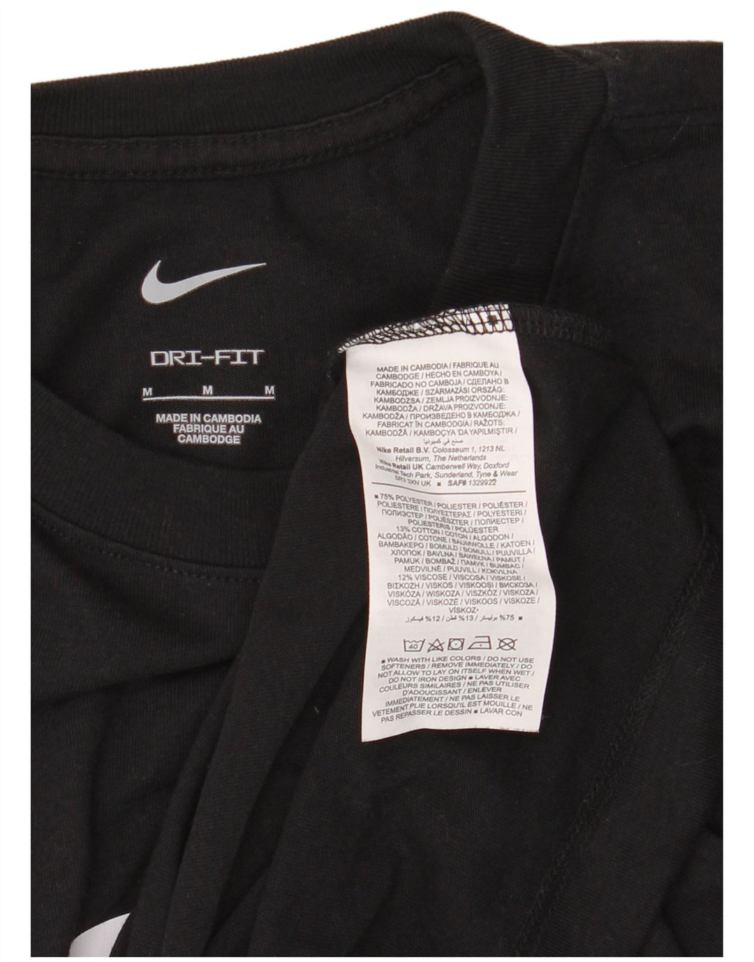 T-shirt grafica Nike Dri Fit da uomo, parte superiore in poliestere nero medio