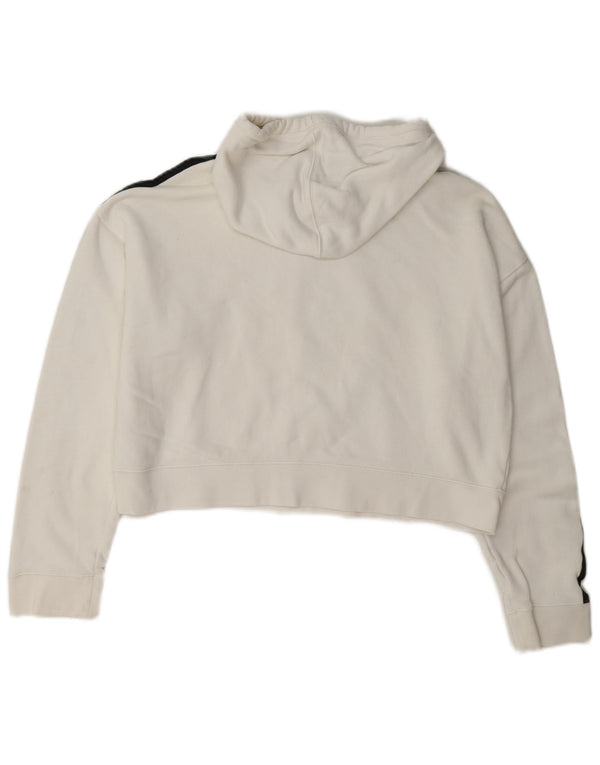 Adidas Womens Crop Hoodie Jumper UK 12 Medium White Cotton