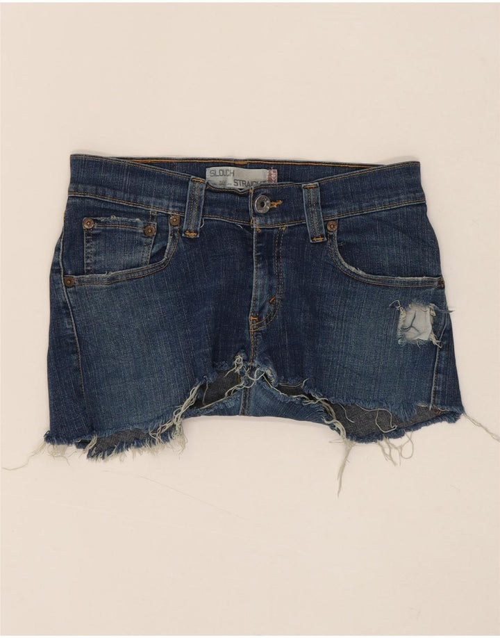 LEVI'S Womens 504 Denim Shorts US 7 Medium W30 Blue Cotton Vintage Levi's and Second-Hand Levi's from Messina Hembry 