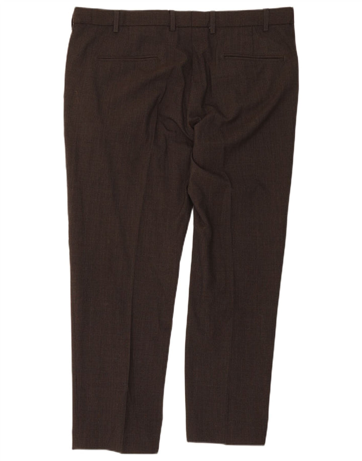 Pantaloni da abito slim su misura da uomo Marks & Spencer W38 L29 Marrone