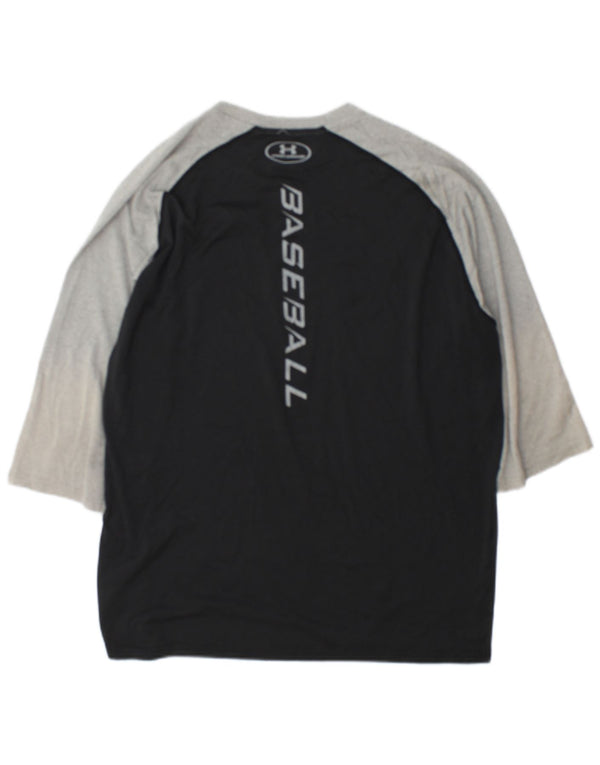 Under Armour Mens Heat Gear Graphic Top manica 3/4 Large Black Colourblock