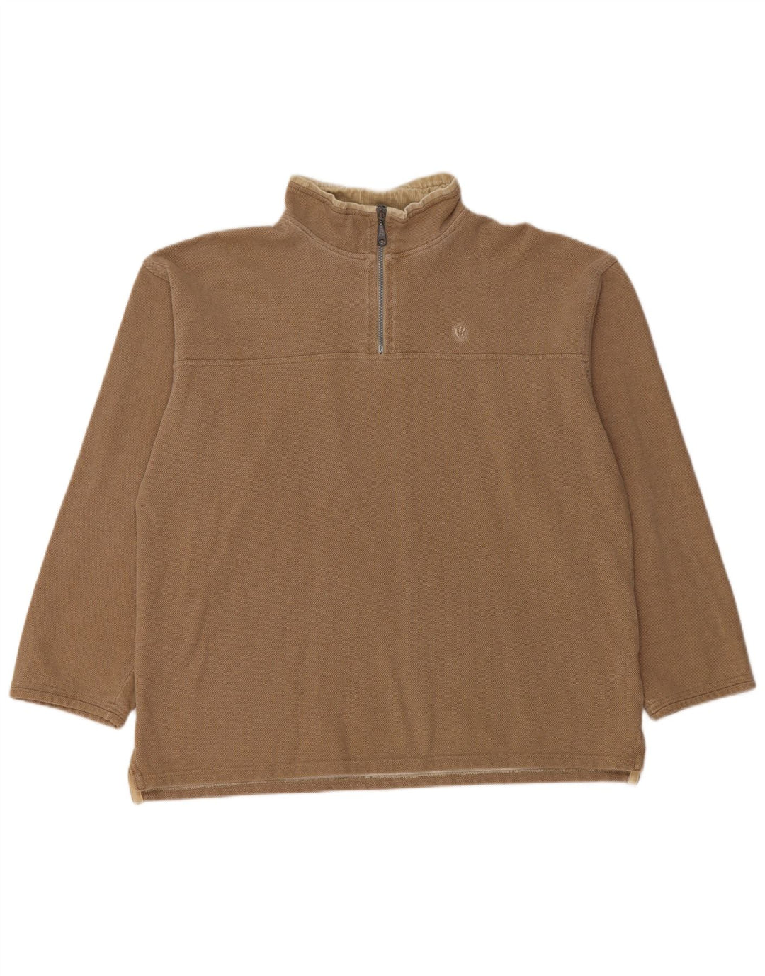 Felpa da uomo con collo con zip Fat Face, cotone beige medio