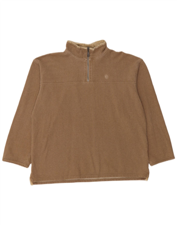 Felpa da uomo con collo con zip Fat Face, cotone beige medio