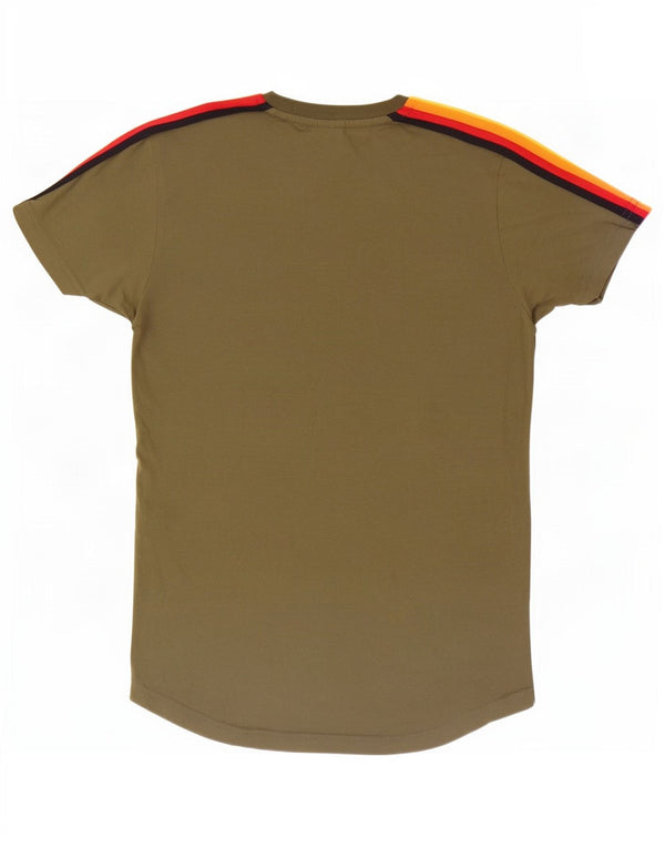 T-shirt da uomo Ellesse Top Small in cotone color block kaki