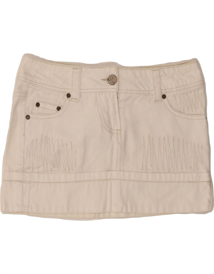FISHBONE Womens Denim Skirt Small W27  White Vintage Fishbone and Second-Hand Fishbone from Messina Hembry 