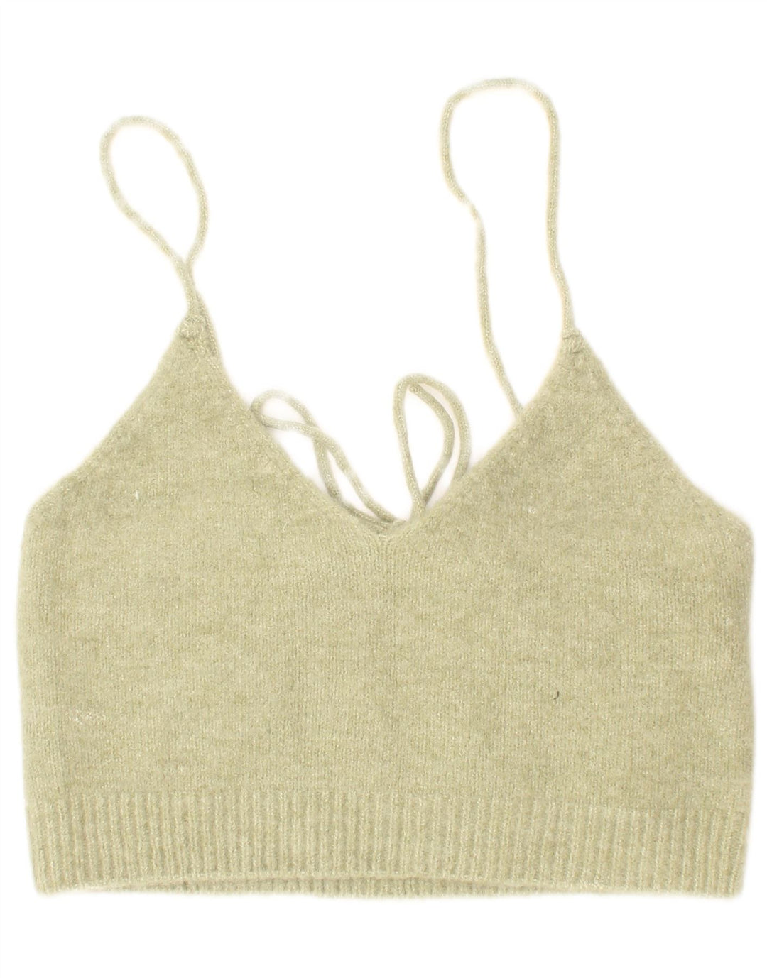 Top corto in maglia da donna Zara piccolo in acrilico verde