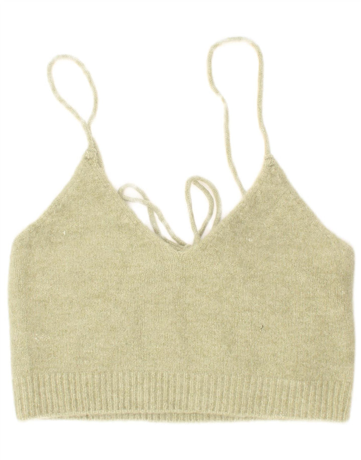 Top corto in maglia da donna Zara piccolo in acrilico verde