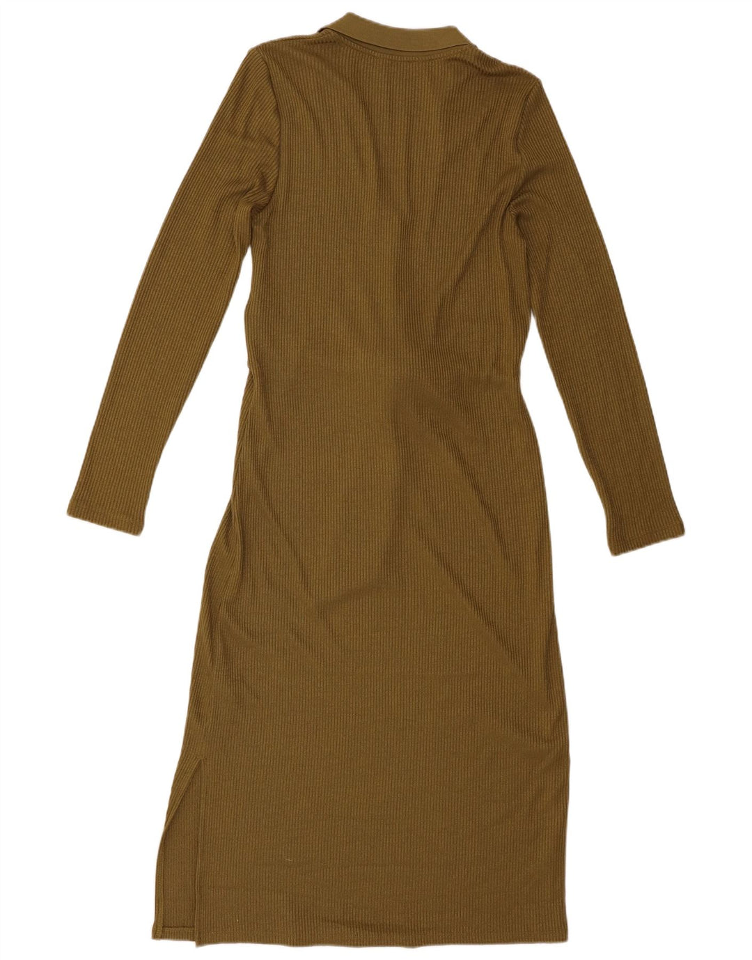 Abito maglione a maniche lunghe da donna Marks & Spencer UK 8 piccolo poliestere kaki