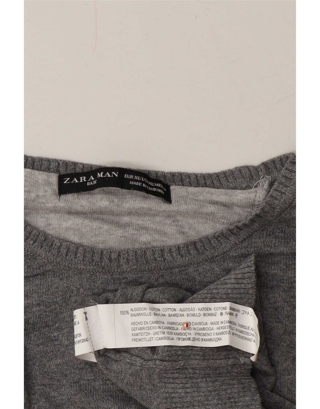 Maglione maglione girocollo da uomo Zara XL in cotone grigio