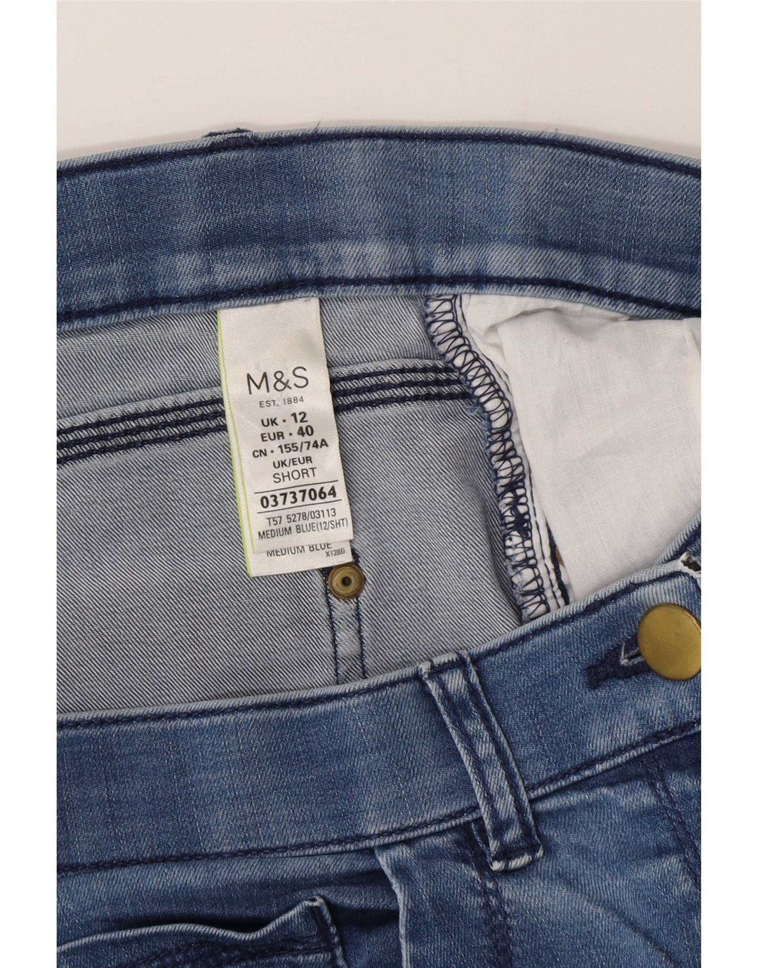 Jeans dritti effetto invecchiato da donna Marks & Spencer UK 12 medio W28 L27 blu