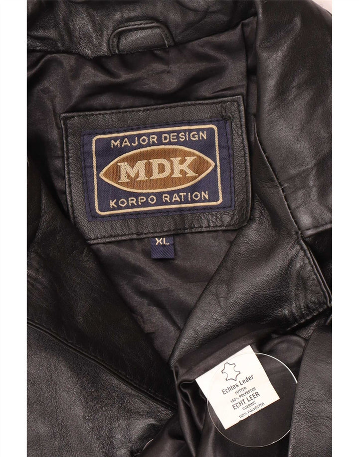 Giacca blazer in pelle da donna a 6 bottoni MDK UK 18 XL nera