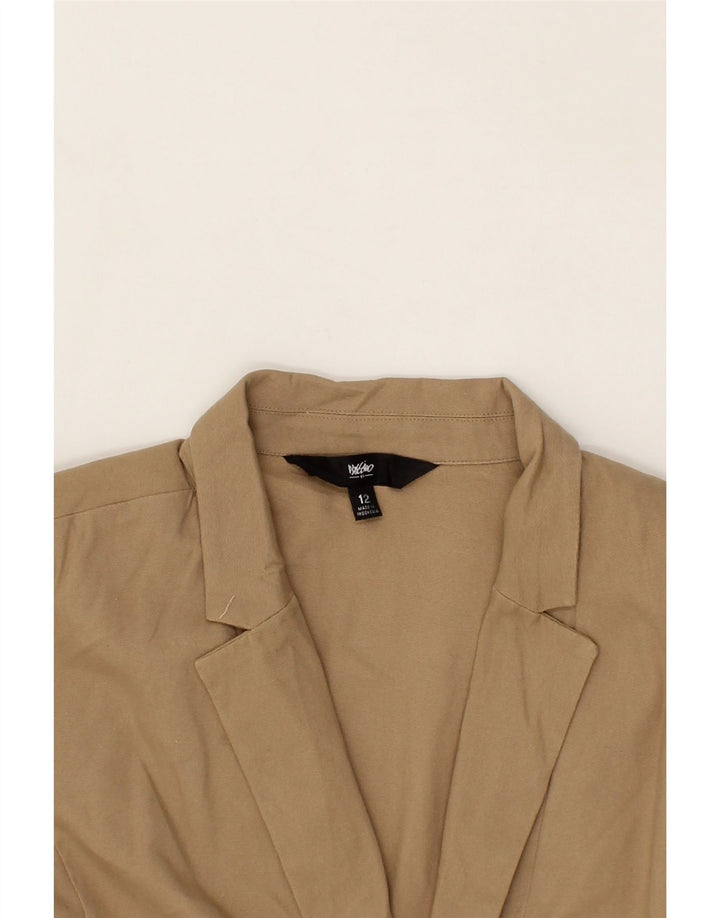 MOSSIMO Womens 1 Button Blazer Jacket US 12 Large Beige Cotton Vintage Mossimo and Second-Hand Mossimo from Messina Hembry 