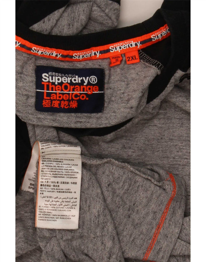 Top da uomo a maniche lunghe Superdry 2XL in cotone color block grigio