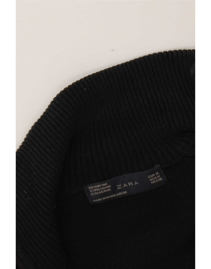 Maglione cardigan da donna Zara UK 12 cotone nero medio