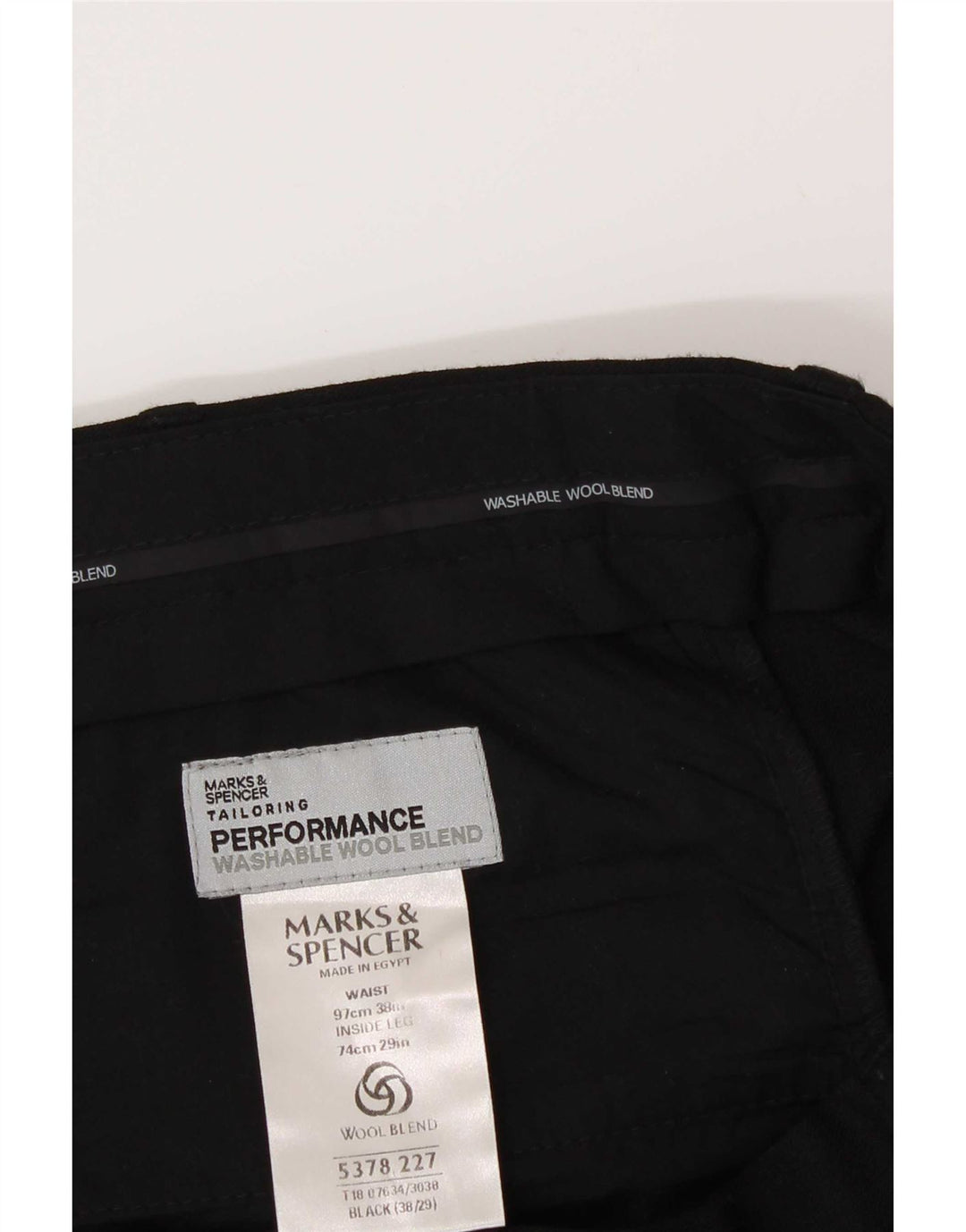Pantaloni da abito con pegging da uomo Marks & Spencer W38 L29 poliestere nero