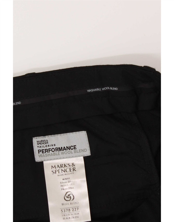 Pantaloni da abito con pegging da uomo Marks & Spencer W38 L29 poliestere nero