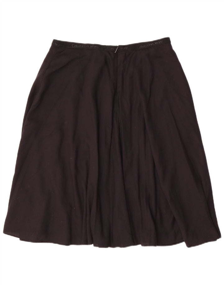 CALVIN KLEIN Womens Graphic Flared Skirt Large W32  Black Lyocell