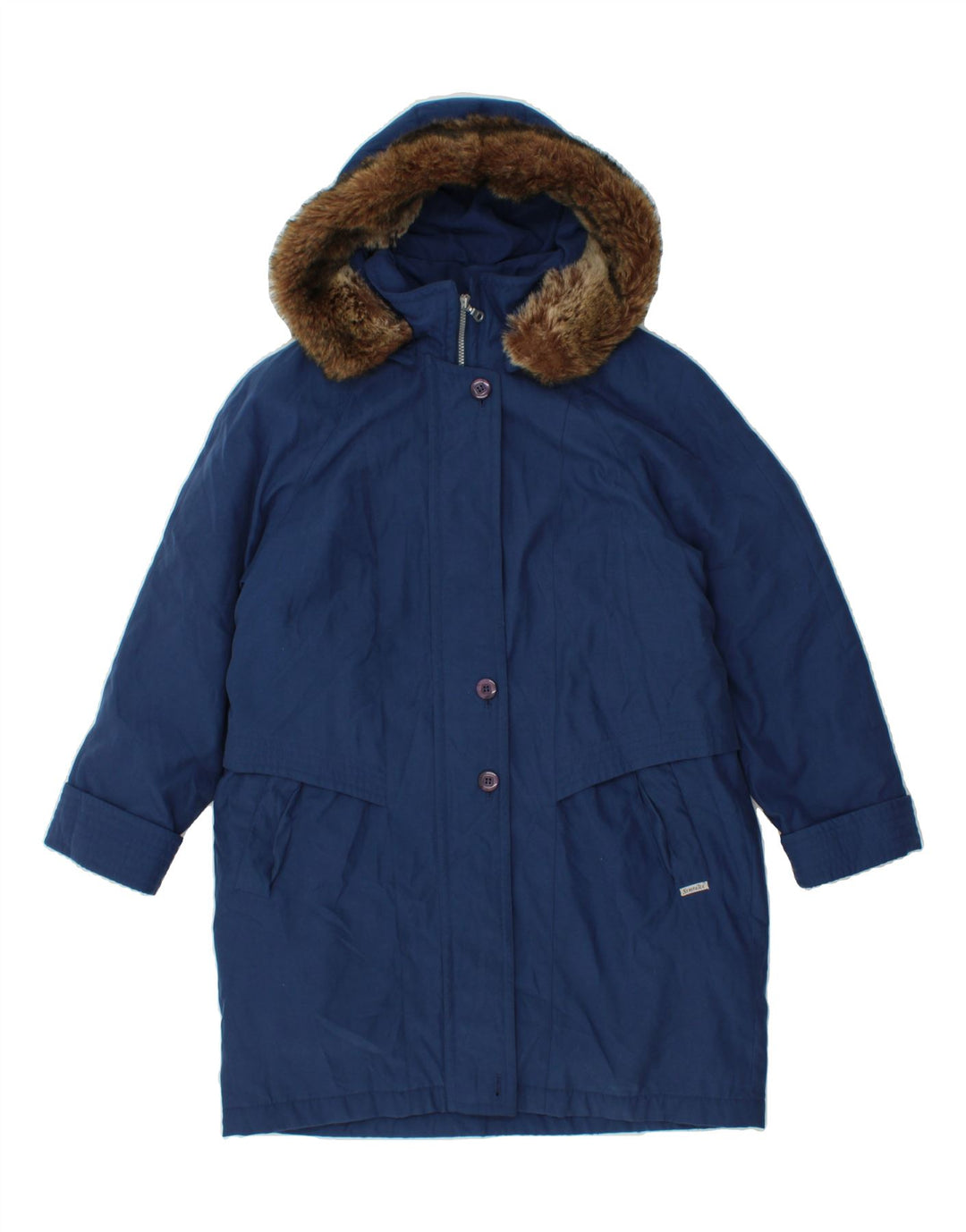 YOUR SIXTH SENSE Womens Hooded Parka Jacket UK 14 Large  Blue Polyester Vintage Your Sixth Sense and Second-Hand Your Sixth Sense from Messina Hembry 