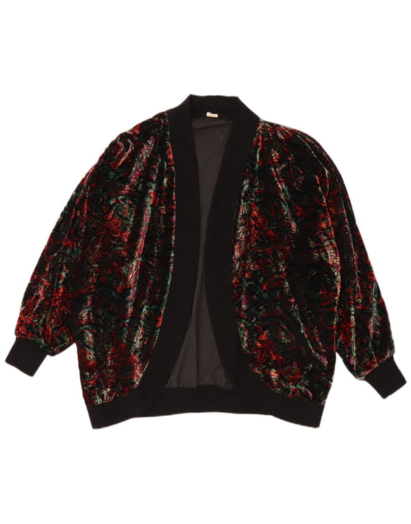 Top cardigan aperto da donna vintage UK 22 3XL floreale multicolore