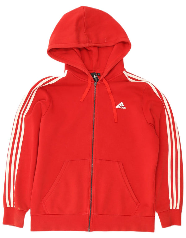 Felpa con cappuccio e zip Adidas da uomo XL in cotone rosso