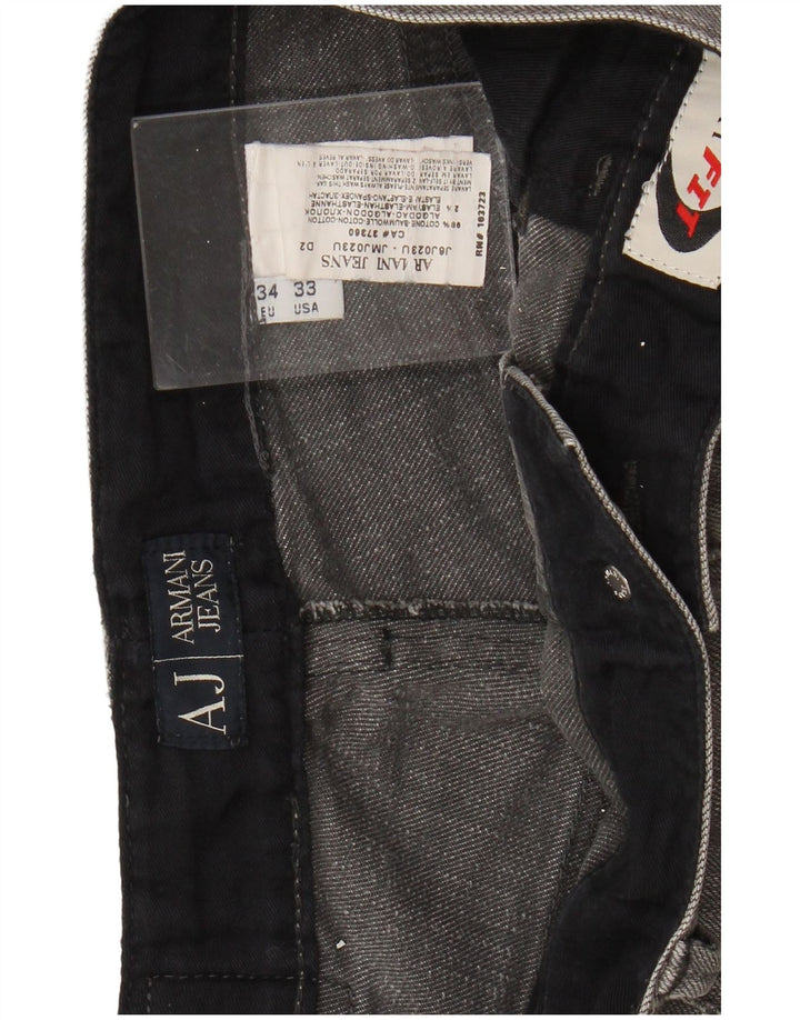 ARMANI Mens Straight Jeans W33 L33 Grey Cotton