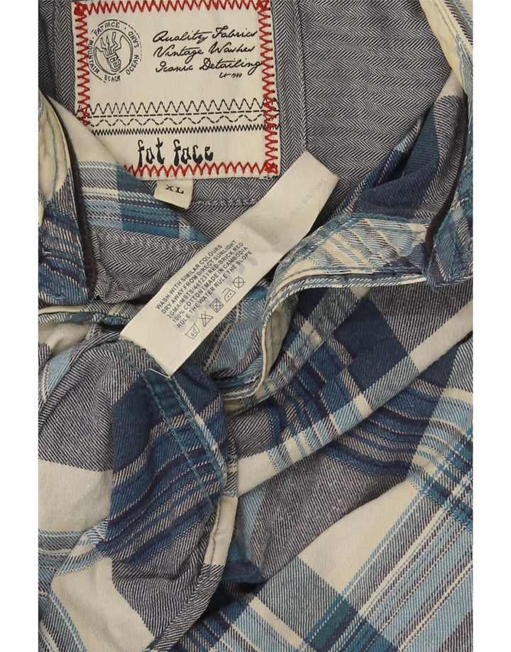 Camicia in flanella da uomo Fat Face XL in cotone scozzese blu