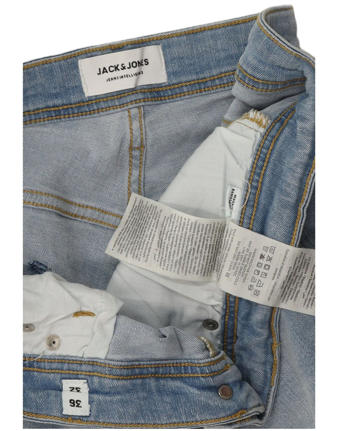 Jack & Jones Uomo GLENN Slim Jeans W36 L32 Cotone Blu