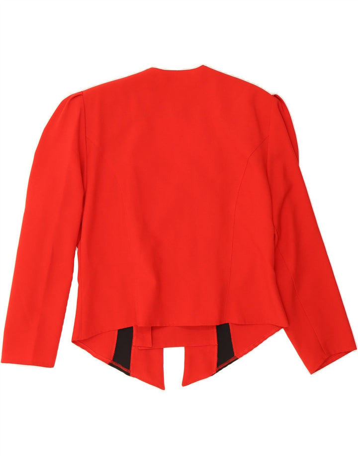 VINTAGE Womens Open Blazer Jacket IT 44 Medium Red Colourblock Polyester Vintage Vintage and Second-Hand Vintage from Messina Hembry 