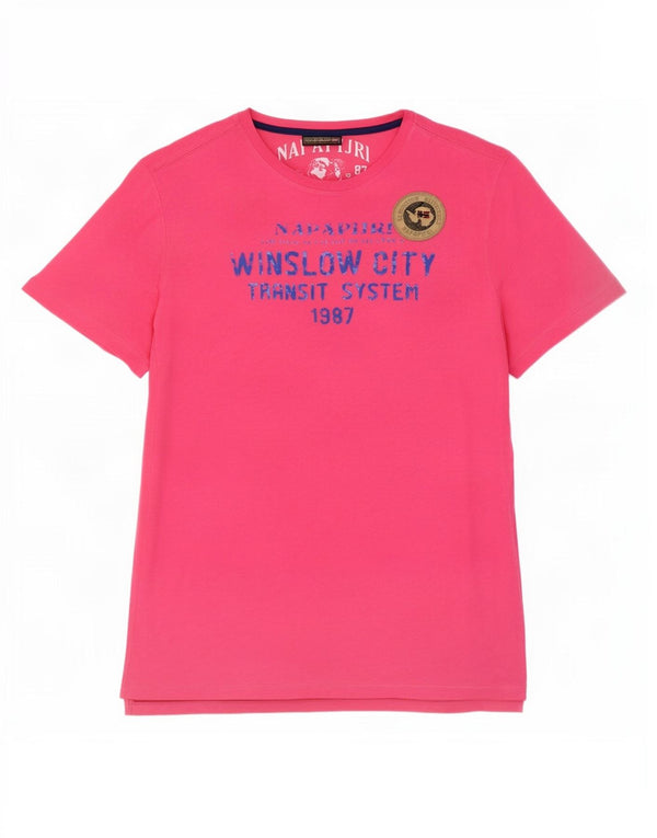 T-shirt grafica da uomo Napapijri Top grande rosa