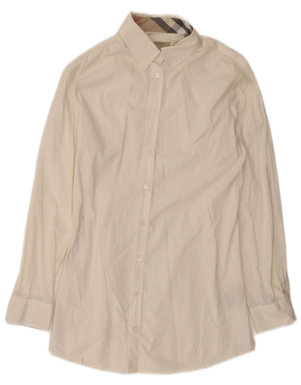 Camicia da donna BURBERRY UK 16 grande cotone bianco sporco